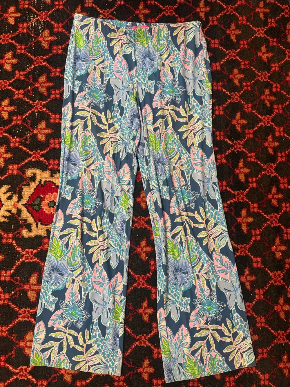 Lilly Pulitzer Navy Wide-Leg Floral Palazzo Pants